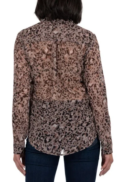 Kut From The Kloth Jasmine Chiffon Button-up Shirt In Brown
