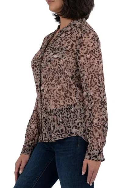 Kut From The Kloth Jasmine Chiffon Button-up Shirt In Brown