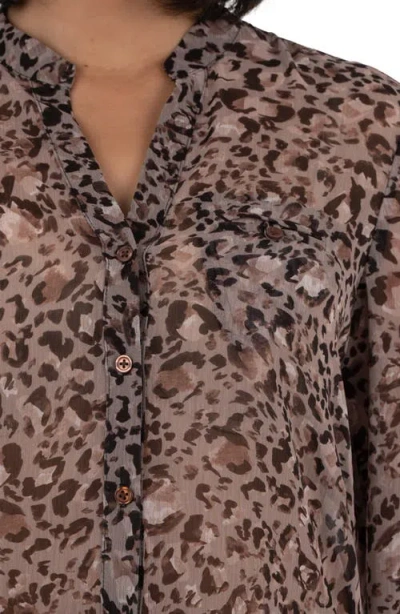 Kut From The Kloth Jasmine Chiffon Button-up Shirt In Brown