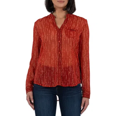 Kut From The Kloth Jasmine Chiffon Button-up Shirt In Red