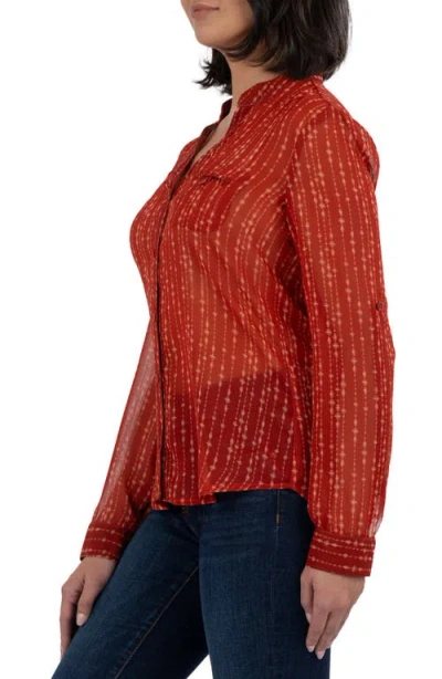 Kut From The Kloth Jasmine Chiffon Button-up Shirt In Red