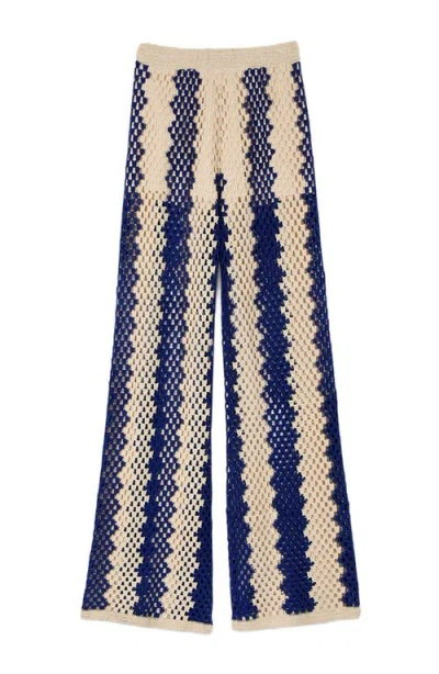 Sandro Two-tone Open Weave Trousers In Multi