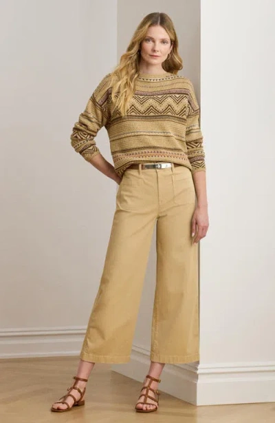 Ralph Lauren Women's Stretch Chino Wide-leg Cropped Pants In Brown