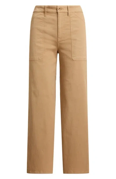 Ralph Lauren Women's Stretch Chino Wide-leg Cropped Pants In Brown