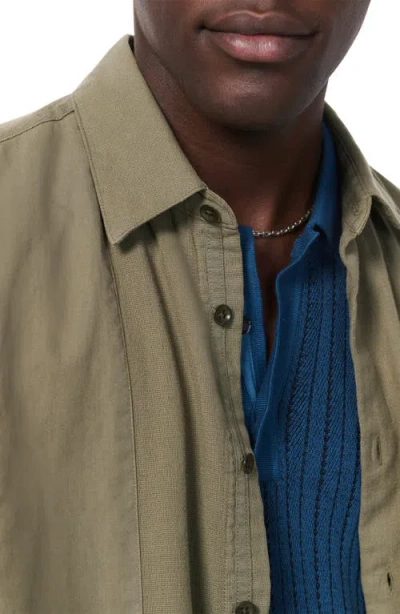 Rag & Bone Dalton Mixed Media Patchwork Short Sleeve Button-up Shirt In Green