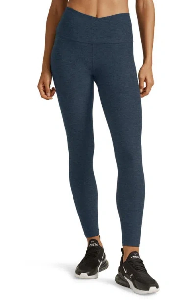 Beyond Yoga At Your Leisure Space Dye High Waist Midi Leggings In Blue