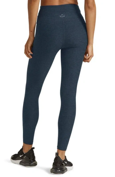 Beyond Yoga At Your Leisure Space Dye High Waist Midi Leggings In Blue