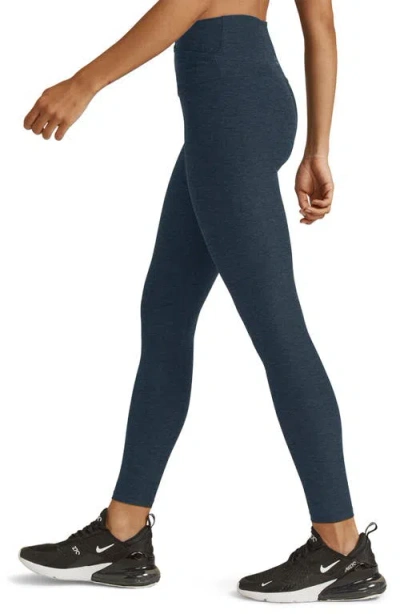 Beyond Yoga At Your Leisure Space Dye High Waist Midi Leggings In Blue