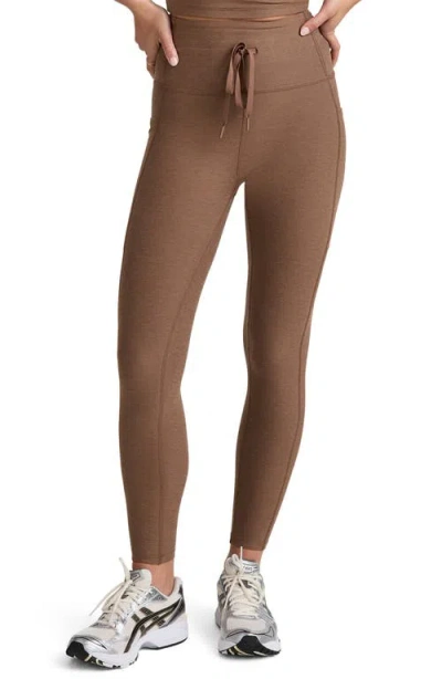 Beyond Yoga Space Dye Pocket Midi Leggings In Brown