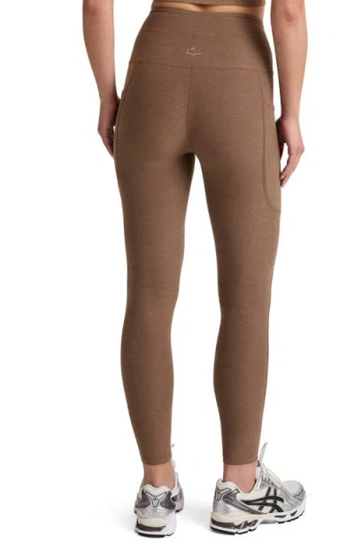 Beyond Yoga Space Dye Pocket Midi Leggings In Brown