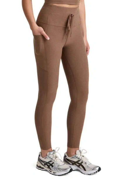 Beyond Yoga Space Dye Pocket Midi Leggings In Brown