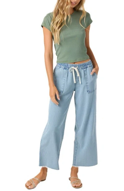 O'neill Juniors' Sevie Cotton Wide Led Denim Pants In Blue