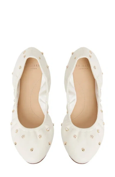Ted Baker Lottie Studded Ballet Flat In White