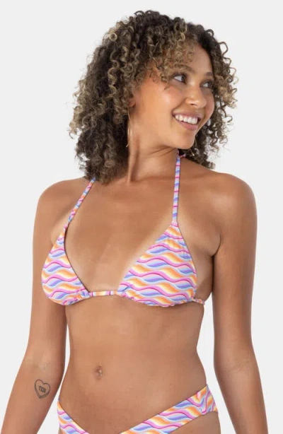 Roxy High Tide Tiki Triangle Bikini Top In Multi