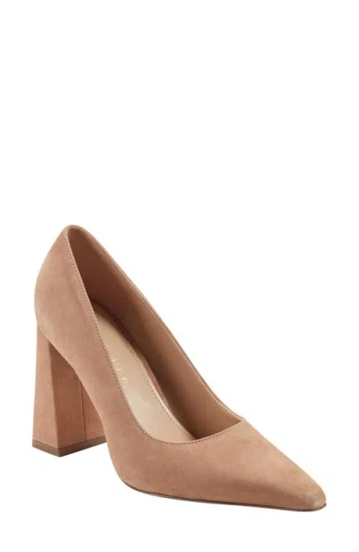 Marc Fisher Ltd Women's Minny Leather Block Heel Pump In Brown