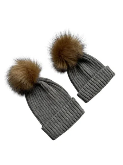 Accouchée Mom N Me Beanie Set In Gray