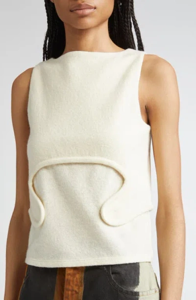 Eckhaus Latta Pallas Boiled Wool & Cotton Tank In White