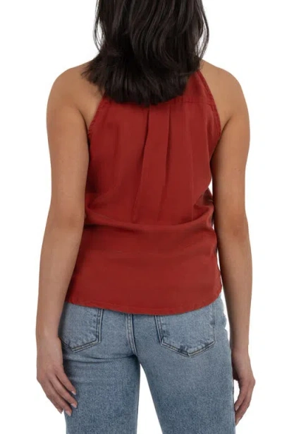 Kut From The Kloth Hester Twist Sleeveless Button-up Top In Brown