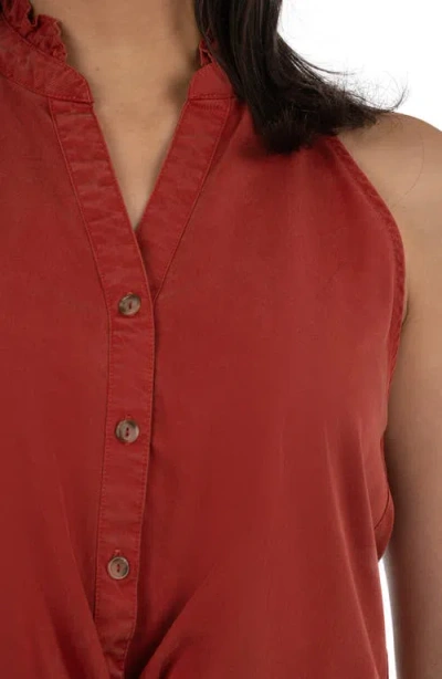 Kut From The Kloth Hester Twist Sleeveless Button-up Top In Brown