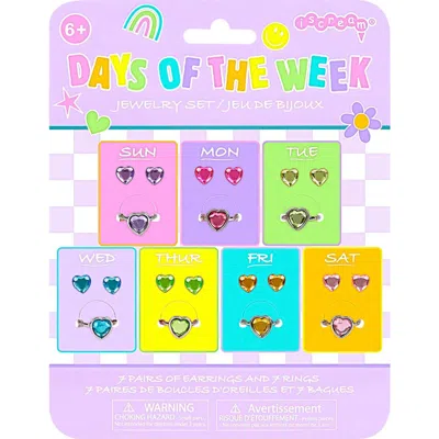 Iscream Days Of The Week Stick-on Earrings & Rings In Pink