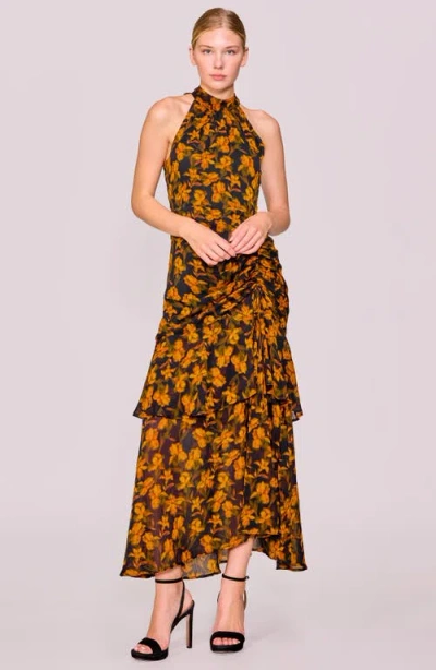 Melloday Floral Print Shirred Sleeveless Dress In Multi