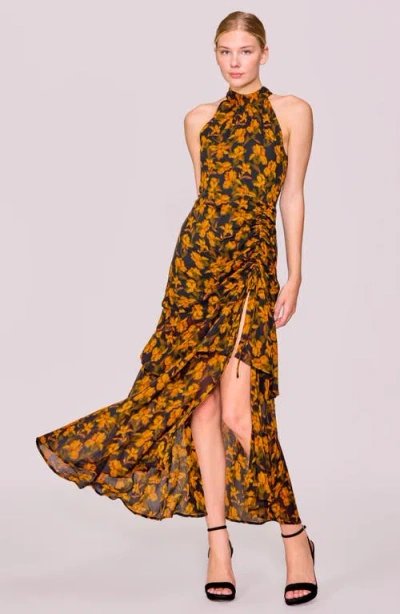 Melloday Floral Print Shirred Sleeveless Dress In Multi