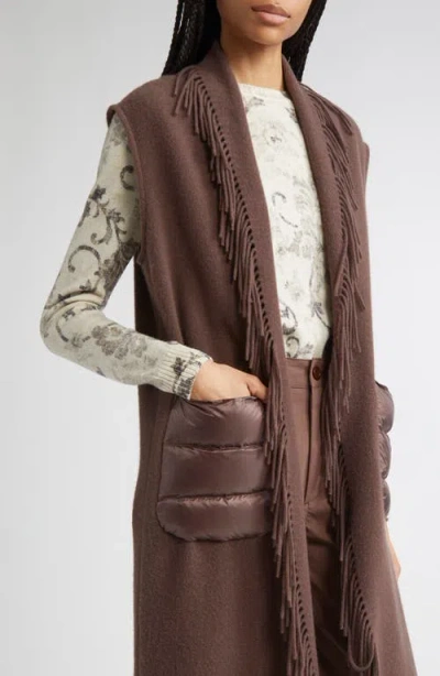 Herno Beige Warmy And Nylon Waistcoat In Brown