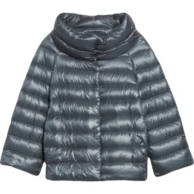 Herno Sofia Iconic Down Crop Puffer Jacket In Gray