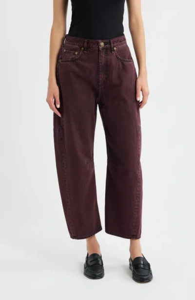 Rag & Bone Charlie Super High Waist Crop Barrel Jeans In Burgundy
