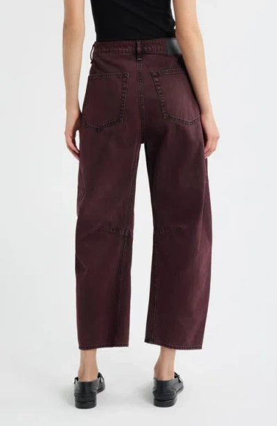 Rag & Bone Charlie Super High Waist Crop Barrel Jeans In Burgundy