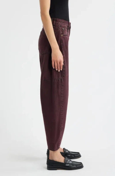 Rag & Bone Charlie Super High Waist Crop Barrel Jeans In Burgundy