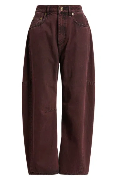 Rag & Bone Charlie Super High Waist Crop Barrel Jeans In Burgundy