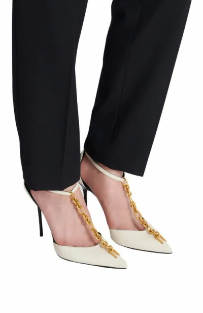Balmain Sync Leather Stilettos With Pointed Toe In Sand