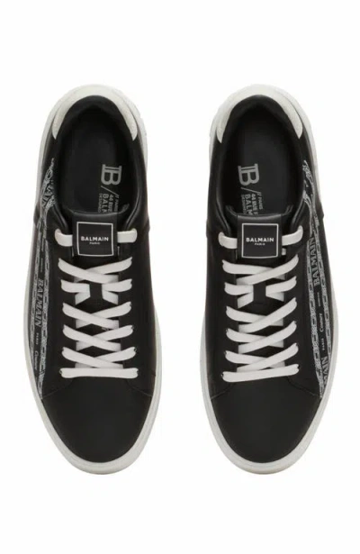 Balmain B-court Printed Calfskin Trainers In Black