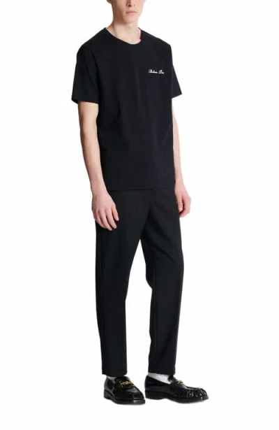 Balmain Black Cotton T-shirt In Black