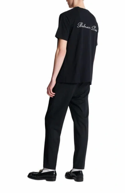 Balmain Black Cotton T-shirt In Black