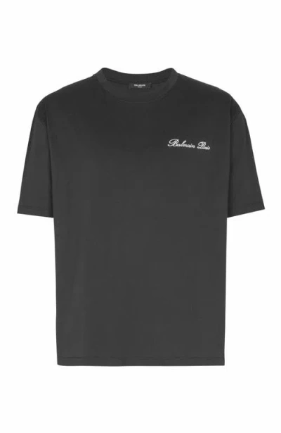 Balmain Black Cotton T-shirt In Black