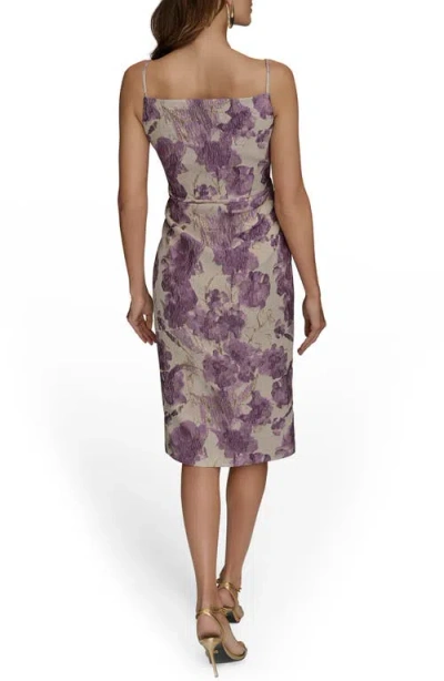 Donna Karan Women's Sleeveless Square-neckline Metallic Jacquard Midi Dress In Purple