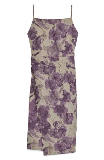 Donna Karan Women's Sleeveless Square-neckline Metallic Jacquard Midi Dress In Purple