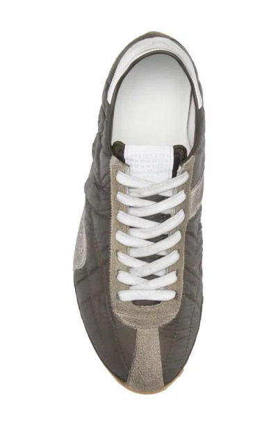Maison Margiela Quilted-texture Sneakers With Rugged Sole And Suede Overlays In Green