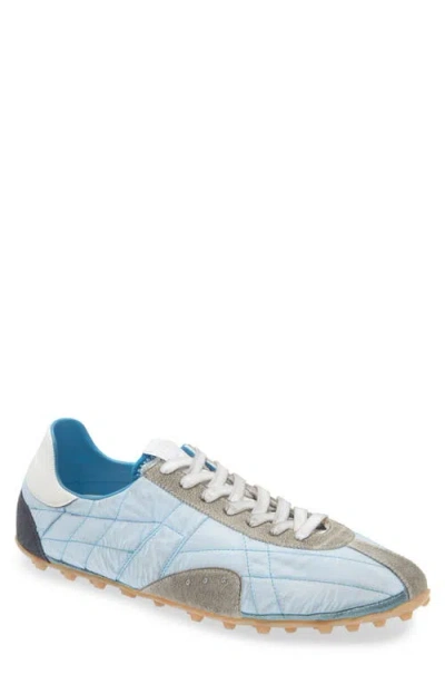 Maison Margiela Quilted Low-top Sneakers With Suede Overlays And Gum Rubber Sole In Blue