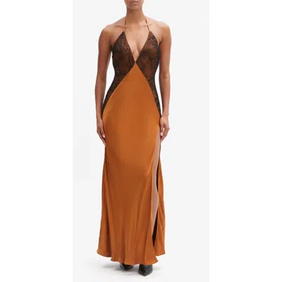 Bardot Estrella Halter Maxi Dress In Toffee