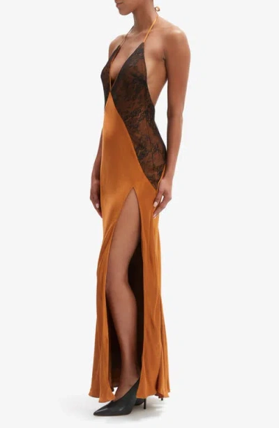Bardot Estrella Halter Maxi Dress In Toffee