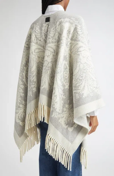 Etro Paisley Jacquard Wool Cape In White