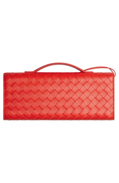 Bottega Veneta Long Andiamo Clutch Bag With Handle In Orange