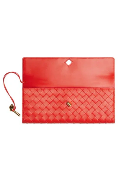 Bottega Veneta Long Andiamo Clutch Bag With Handle In Orange