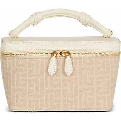 Balmain B-army Vanity Case In Monogrammed Canvas And Leather In Pattern