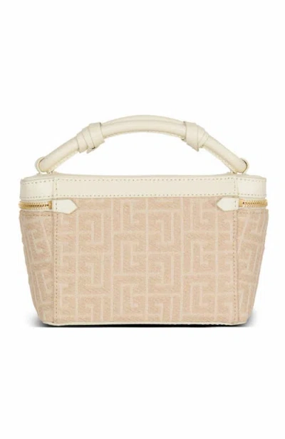 Balmain B-army Vanity Case In Monogrammed Canvas And Leather In Pattern