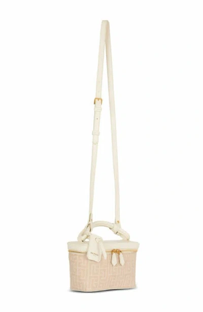Balmain B-army Vanity Case In Monogrammed Canvas And Leather In Pattern