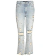Alexander Wang Grind Cropped Distressed High-rise Bootcut Jeans In Lleach